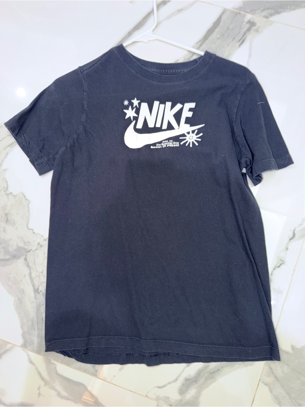 Nike Black Short-Sleeve Kids Tee with White Logo